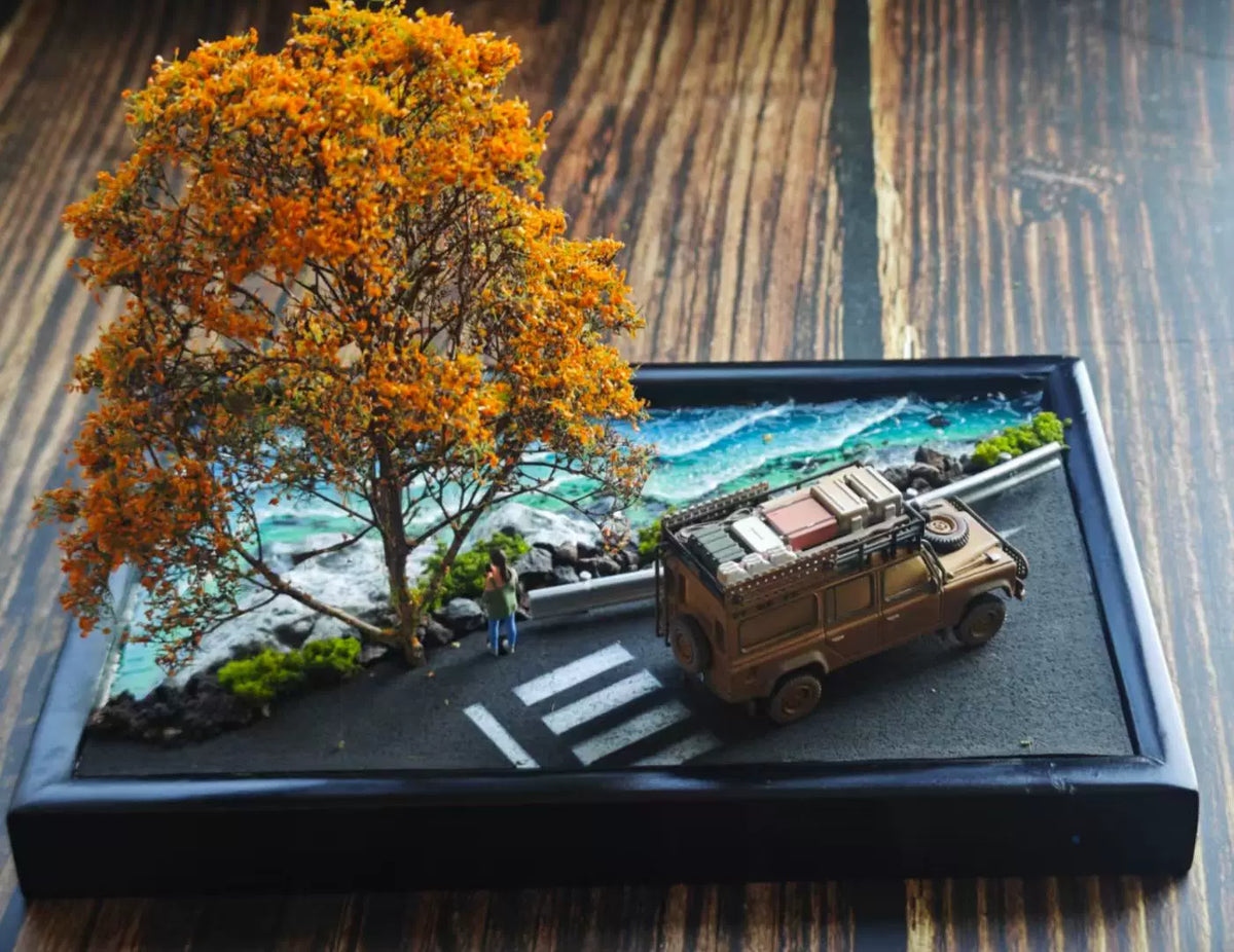 1:64 Scale Seaside Diorama, No Utility Pole Version, Car Model Not Included