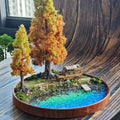 1:64 Scale Fishing Scene Diorama, Autumn Big Tree Version, Car Model Not Included, Figures Included