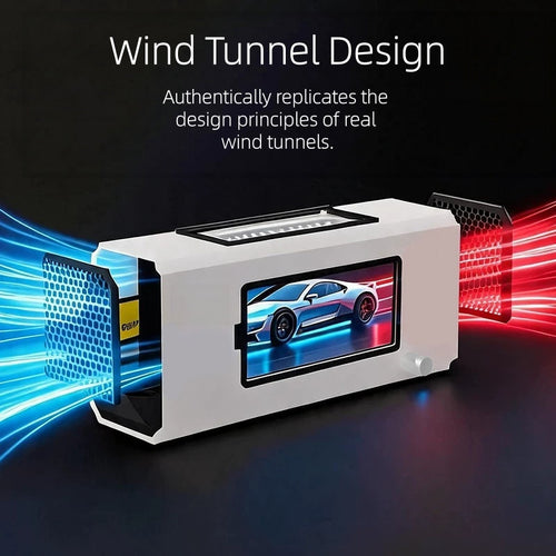 1:64 & 1:43 Scale Mini Car Wind Tunnel Tester, Visible Airflow Test Device with 1/2/4 Mist Outlet Accessories, 3D Printed Wind Tunnel for Diecast Car Aerodynamic Experiment