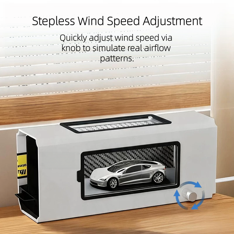 1:64 & 1:43 Scale Mini Car Wind Tunnel Tester, Visible Airflow Test Device with 1/2/4 Mist Outlet Accessories, 3D Printed Wind Tunnel for Diecast Car Aerodynamic Experiment